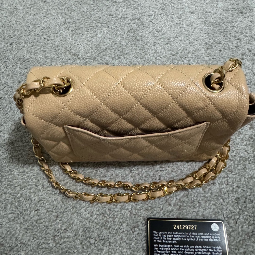 CHANEL Beige Quilted Caviar Leather Double Flap Crossbody with Gold Hardware - Picture 2 of 7